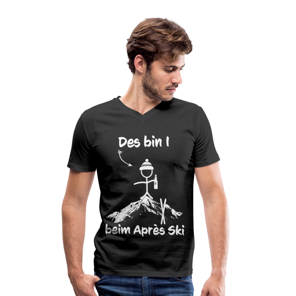 Des bin I beim Après Ski - Männer T-Shirt mit V-Ausschnitt aus 100% Bio-Baumwolle - Schwarz