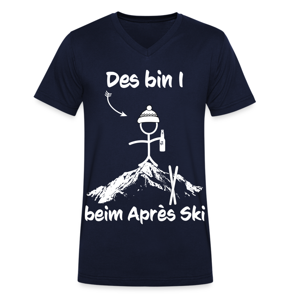 Des bin I beim Après Ski - Männer T-Shirt mit V-Ausschnitt aus 100% Bio-Baumwolle - Navy