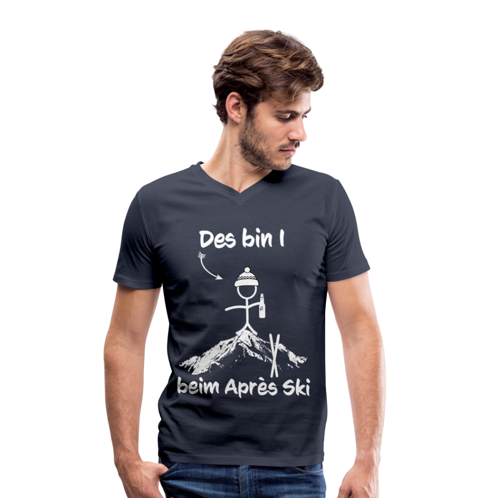 Des bin I beim Après Ski - Männer T-Shirt mit V-Ausschnitt aus 100% Bio-Baumwolle - Navy