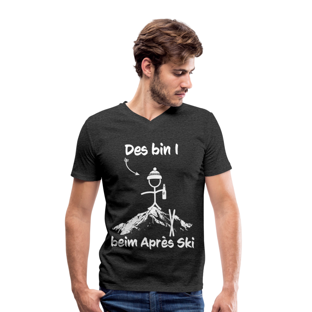 Des bin I beim Après Ski - Männer T-Shirt mit V-Ausschnitt aus 100% Bio-Baumwolle - Anthrazit