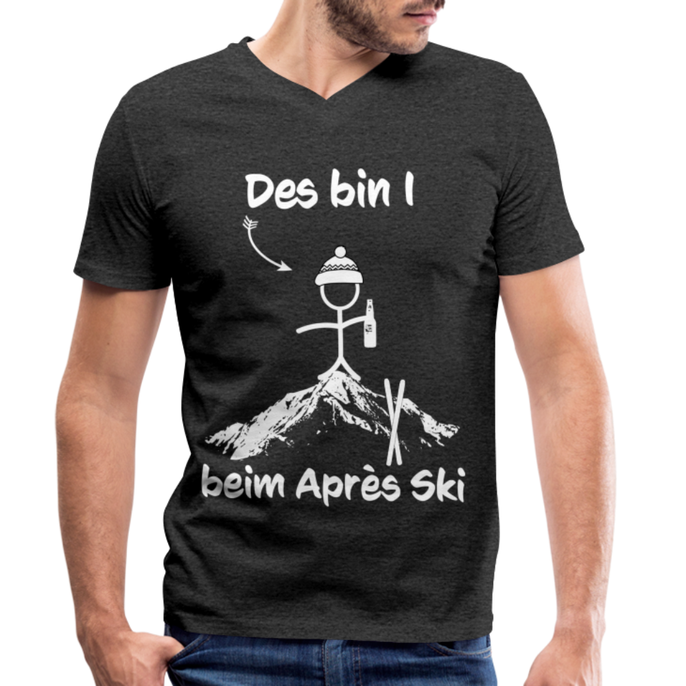 Des bin I beim Après Ski - Männer T-Shirt mit V-Ausschnitt aus 100% Bio-Baumwolle - Anthrazit