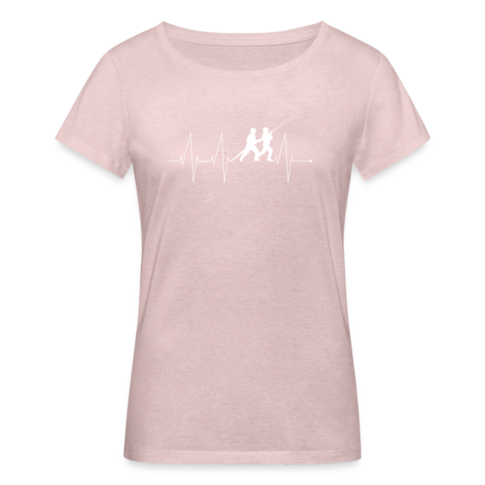 Herzschlag Feuerwehr - Frauen T-Shirt aus 100% Bio-Baumwolle - Rosa-Creme meliert