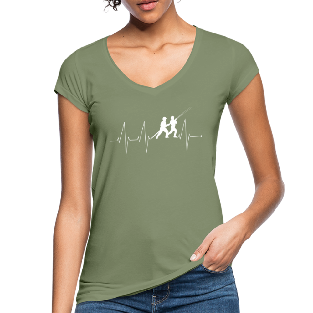 Herzschlag Feuerwehr - Frauen Vintage T-Shirt - Oliv