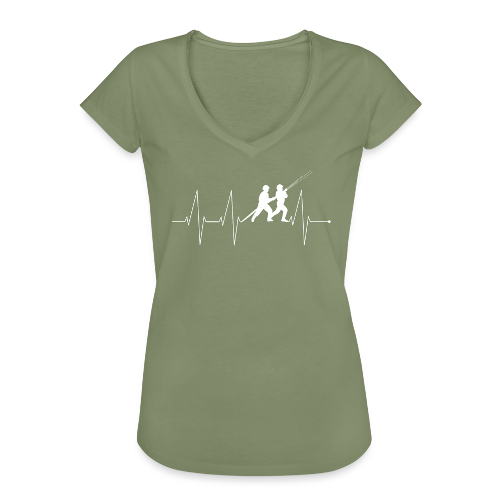 Herzschlag Feuerwehr - Frauen Vintage T-Shirt - Oliv