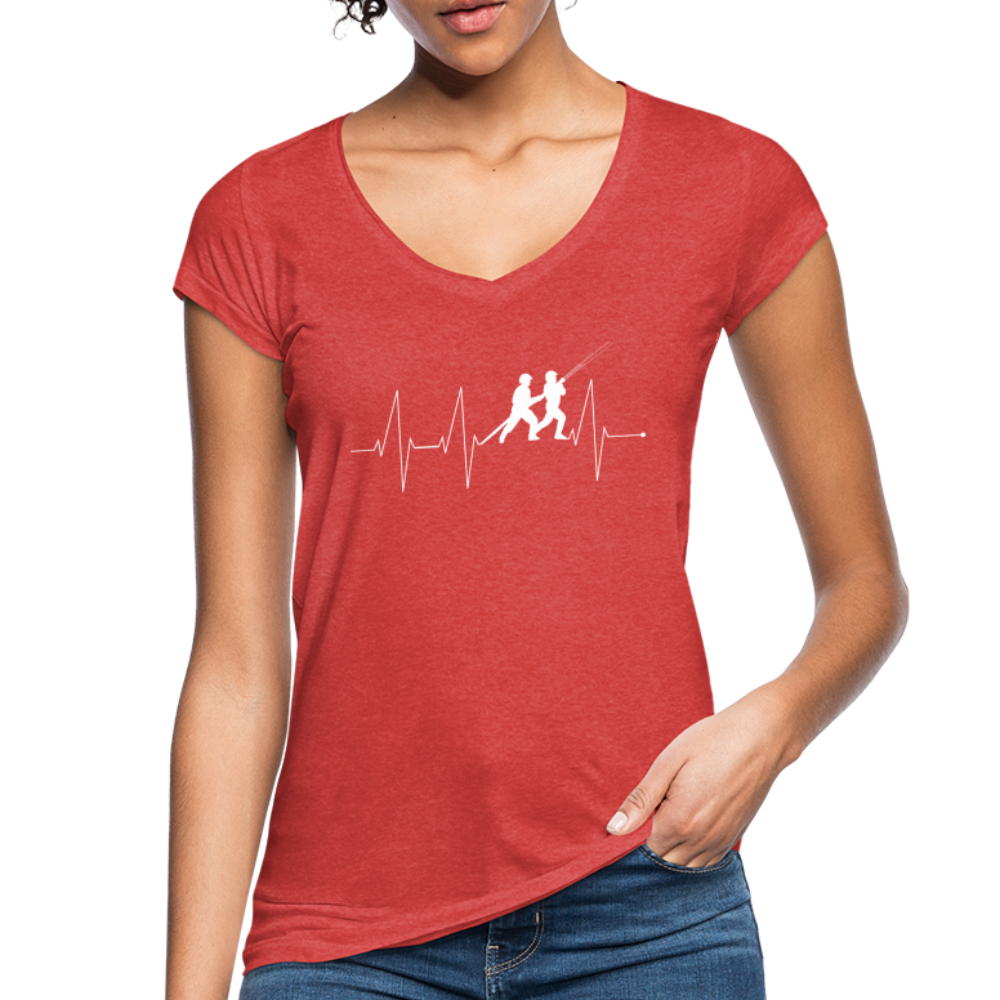 Herzschlag Feuerwehr - Frauen Vintage T-Shirt - Rot meliert