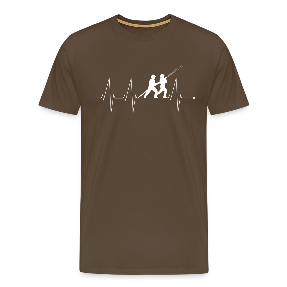 Herzschlag Feuerwehr - Männer T-Shirt - Edelbraun