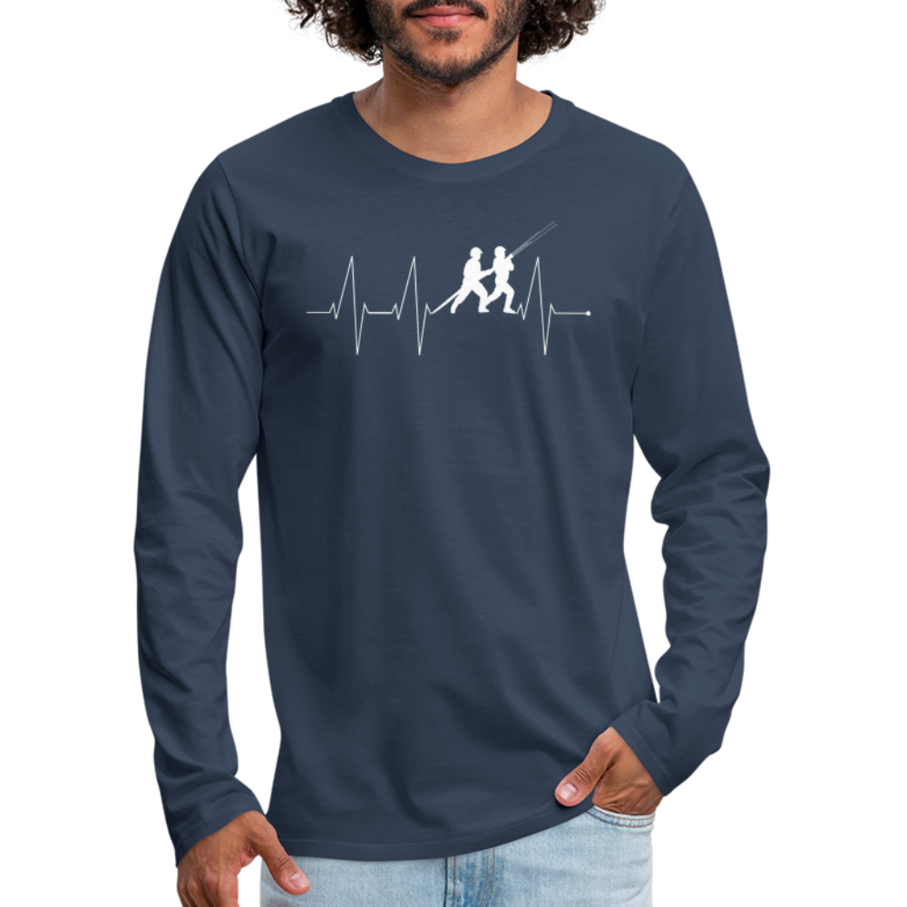 Herzschlag Feuerwehr - Männer Langarmshirt - Navy