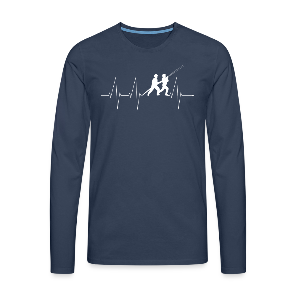 Herzschlag Feuerwehr - Männer Langarmshirt - Navy