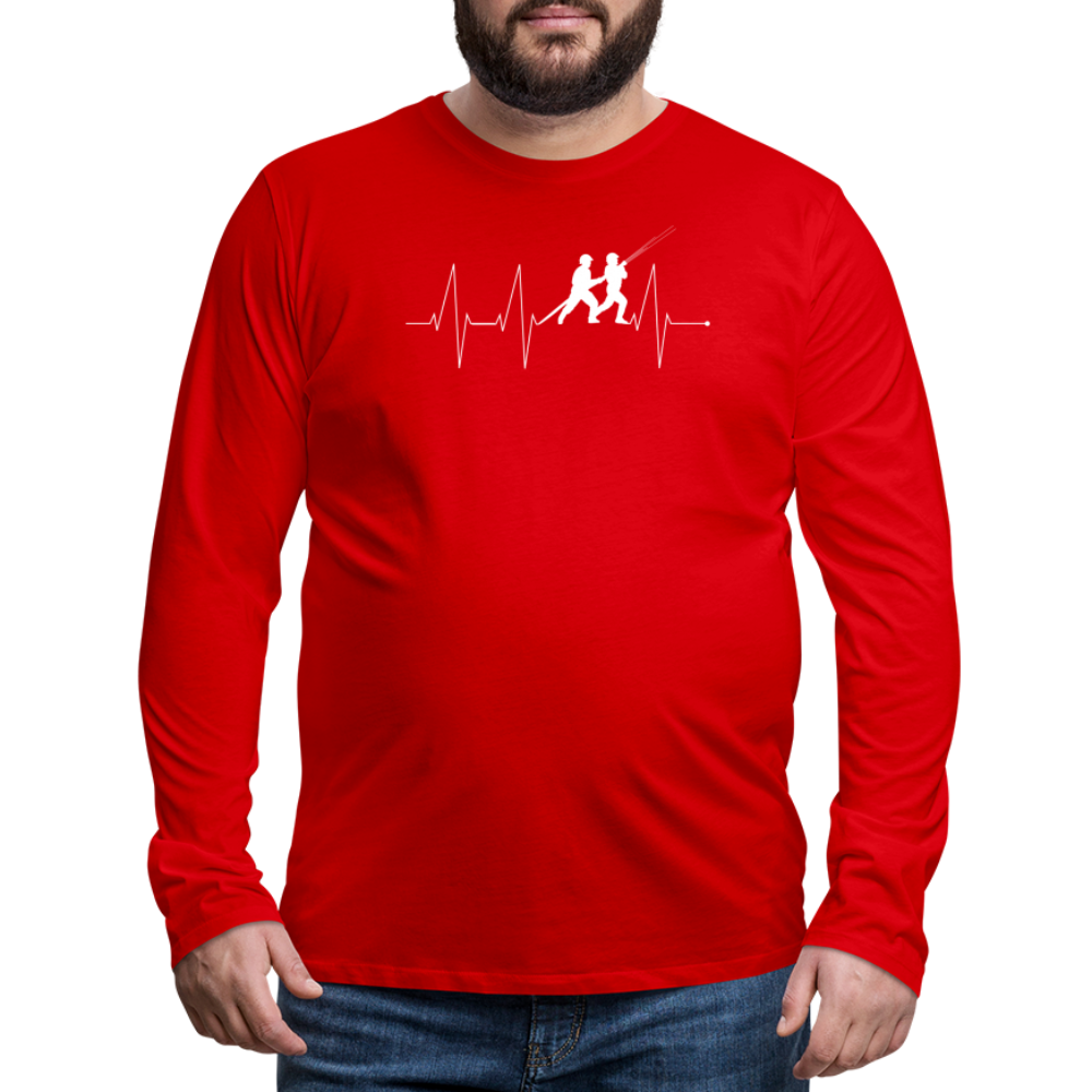 Herzschlag Feuerwehr - Männer Langarmshirt - Rot