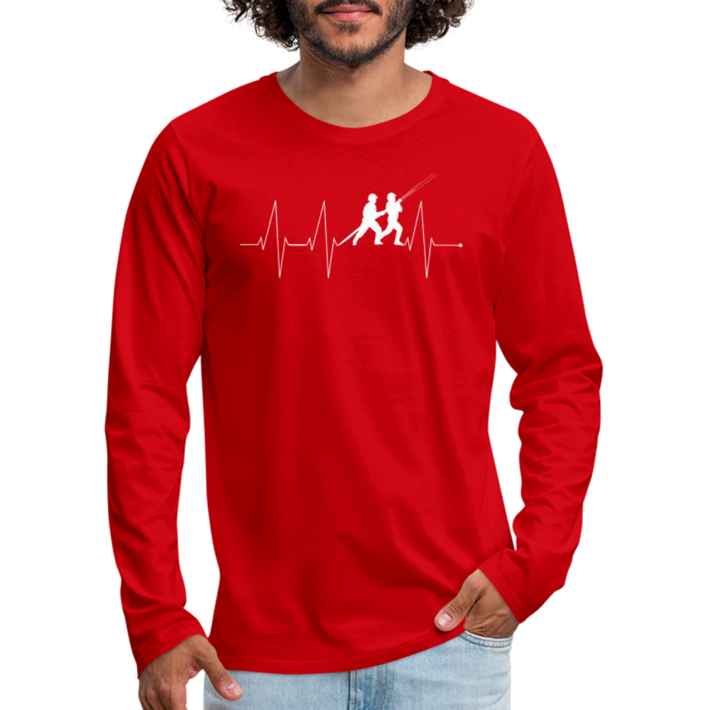 Herzschlag Feuerwehr - Männer Langarmshirt - Rot