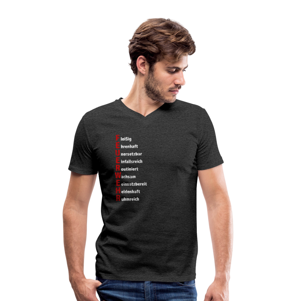 Feuerwehr Schriftzug - Männer T-Shirt mit V-Ausschnitt aus 100% Bio-Baumwolle - Anthrazit