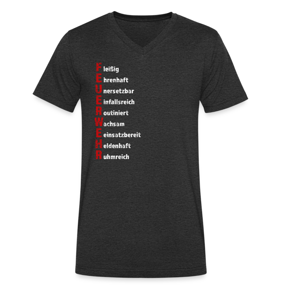 Feuerwehr Schriftzug - Männer T-Shirt mit V-Ausschnitt aus 100% Bio-Baumwolle - Anthrazit