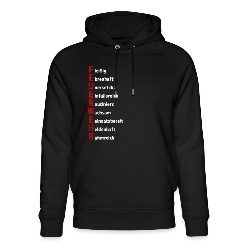 Feuerwehr Schriftzug - Unisex Bio-Hoodie - Schwarz