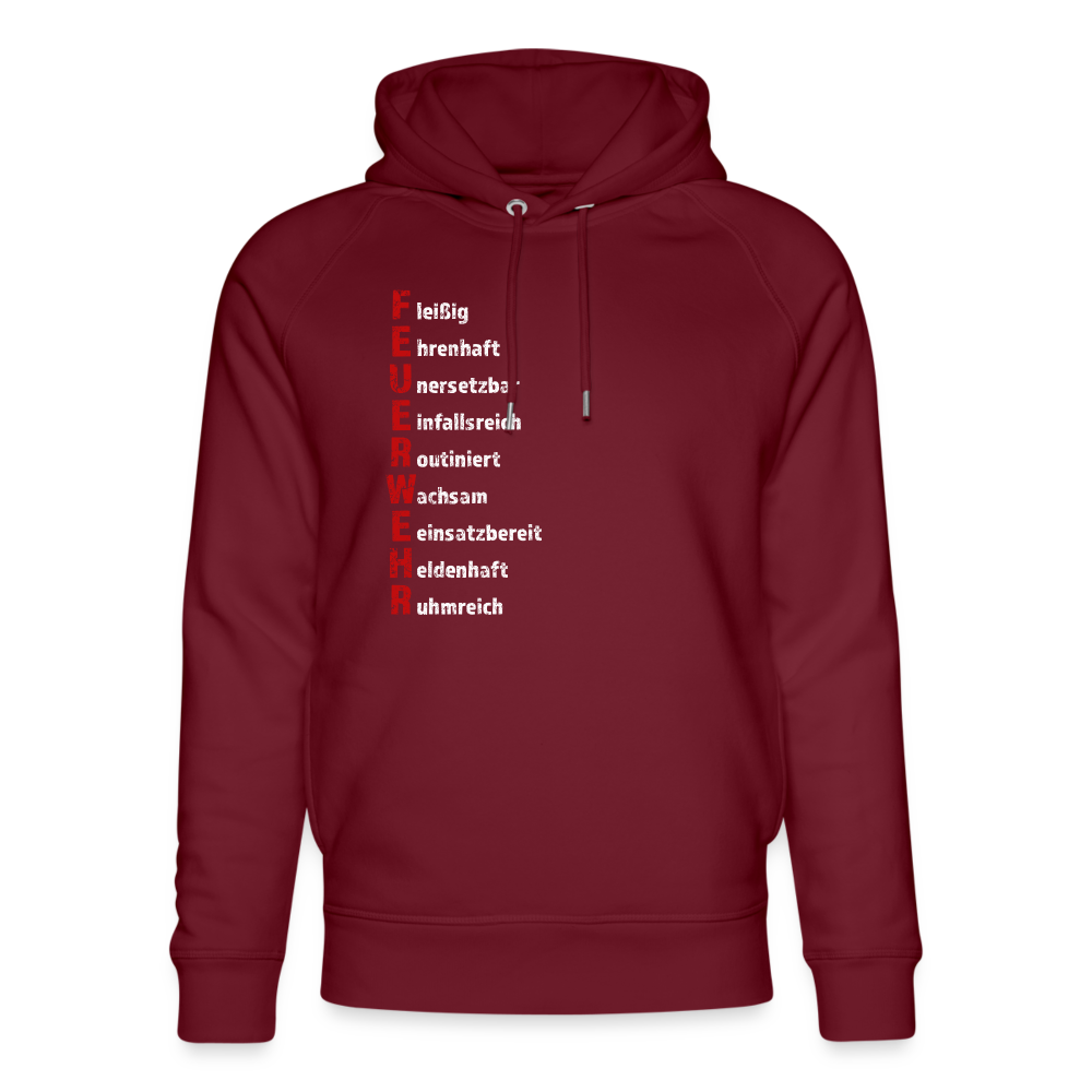 Feuerwehr Schriftzug - Unisex Bio-Hoodie - Burgunderrot