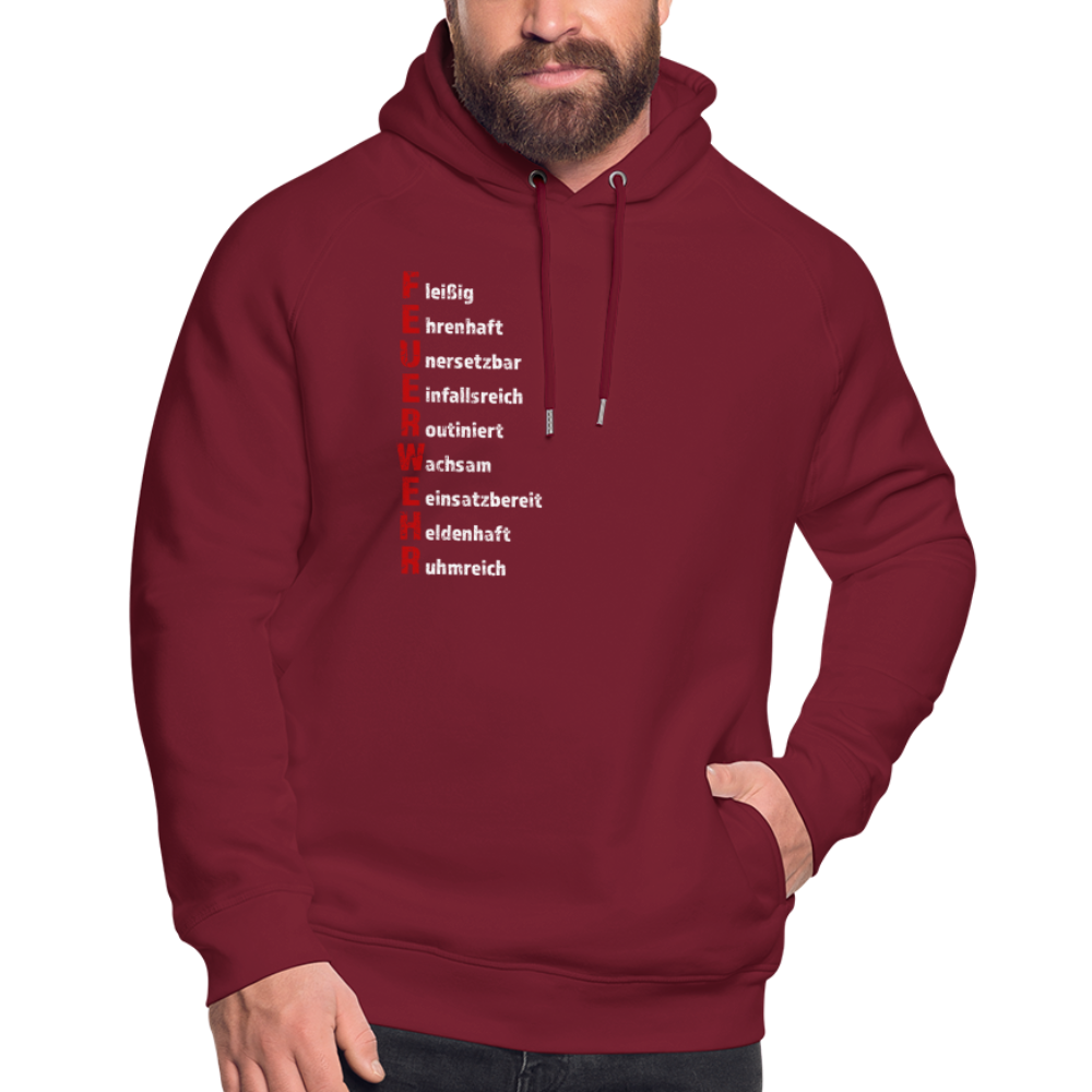 Feuerwehr Schriftzug - Unisex Bio-Hoodie - Burgunderrot