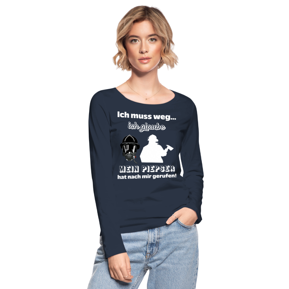 Ich muss weg... Ich glaube mein Piepser hat nach mir gerufen! - Frauen Langarmshirt aus 100% Bio-Baumwolle - Navy