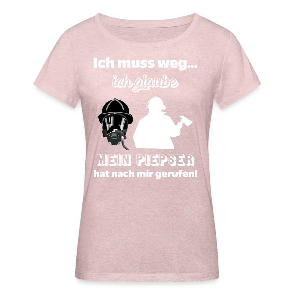 Ich muss weg... Ich glaube mein Piepser hat nach mir gerufen! - Frauen T-Shirt aus 100% Bio-Baumwolle - Rosa-Creme meliert