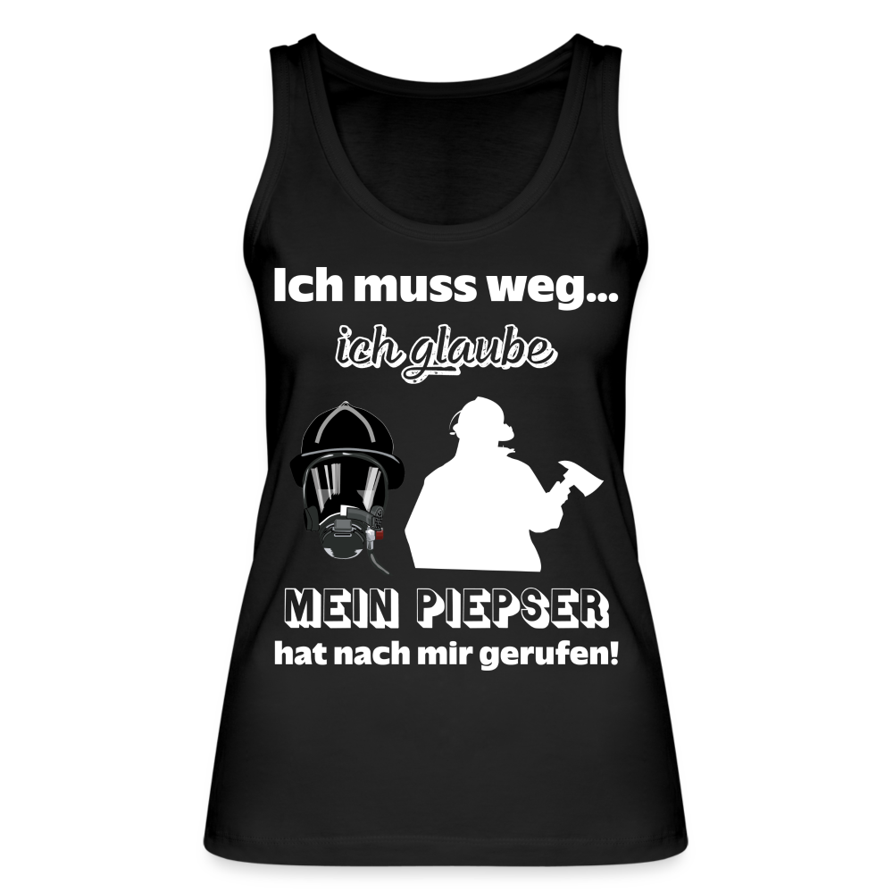 Ich muss weg... Ich glaube mein Piepser hat nach mir gerufen! - Frauen Tank Top aus 100% Bio-Baumwolle - Schwarz