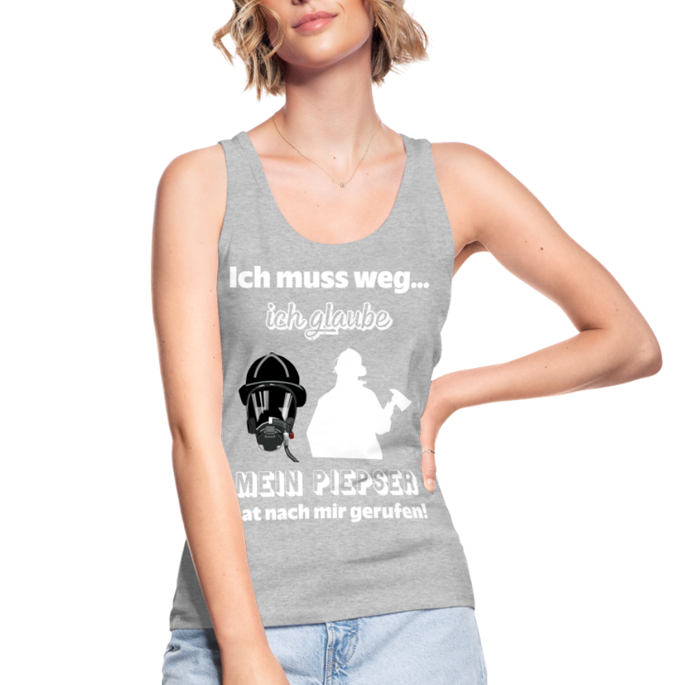 Ich muss weg... Ich glaube mein Piepser hat nach mir gerufen! - Frauen Tank Top aus 100% Bio-Baumwolle - Grau meliert