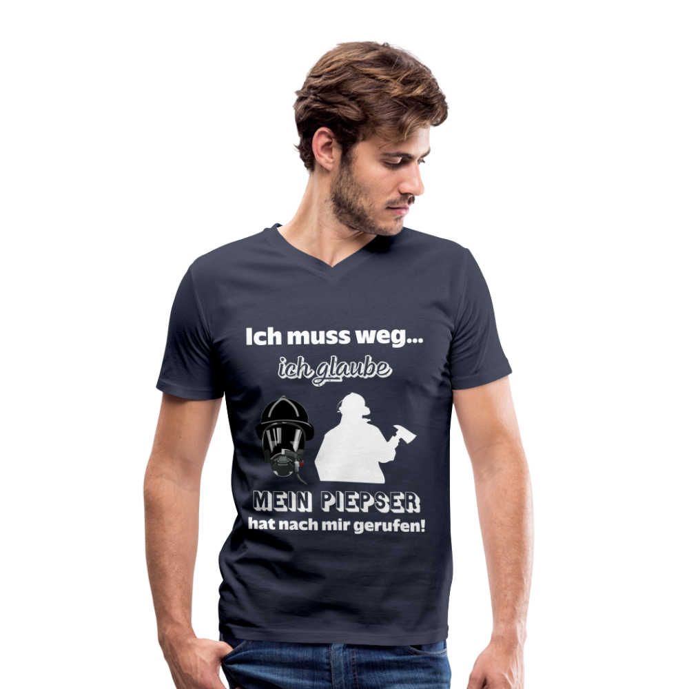 Ich muss weg... Ich glaube mein Piepser hat nach mir gerufen! - Männer T-Shirt mit V-Ausschnitt aus 100% Bio-Baumwolle - Navy