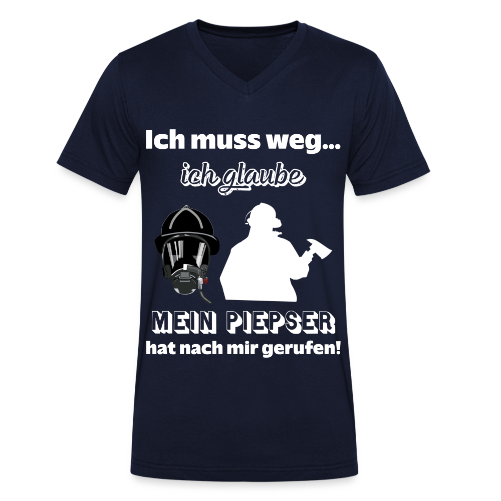 Ich muss weg... Ich glaube mein Piepser hat nach mir gerufen! - Männer T-Shirt mit V-Ausschnitt aus 100% Bio-Baumwolle - Navy