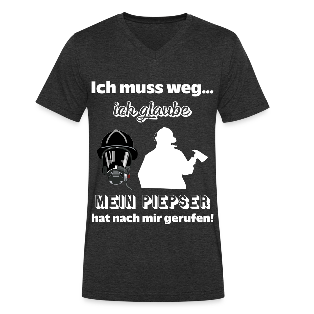 Ich muss weg... Ich glaube mein Piepser hat nach mir gerufen! - Männer T-Shirt mit V-Ausschnitt aus 100% Bio-Baumwolle - Anthrazit